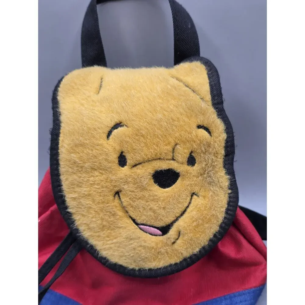 Vtg 90s Disney Store Winnie the Pooh Kidcore Mini Backpack Red Blue Yellow Bag